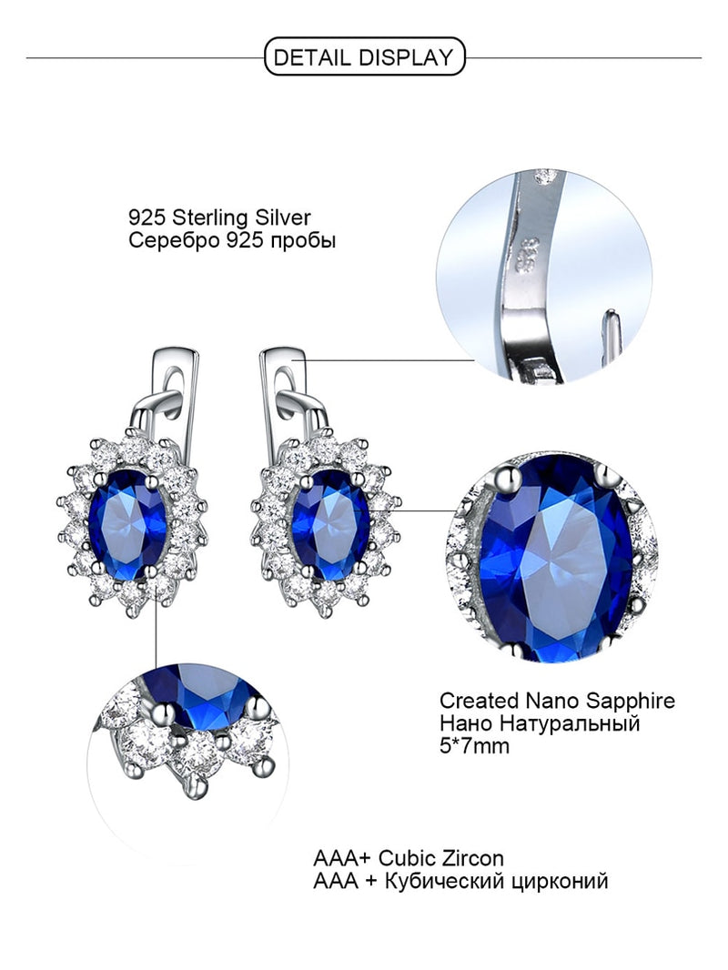 UMCHO Solid 925 Sterling Silver Gemstone Clip Earrings for Women Blue Sapphire Fine Jewelry Wedding Engagement Valentine&