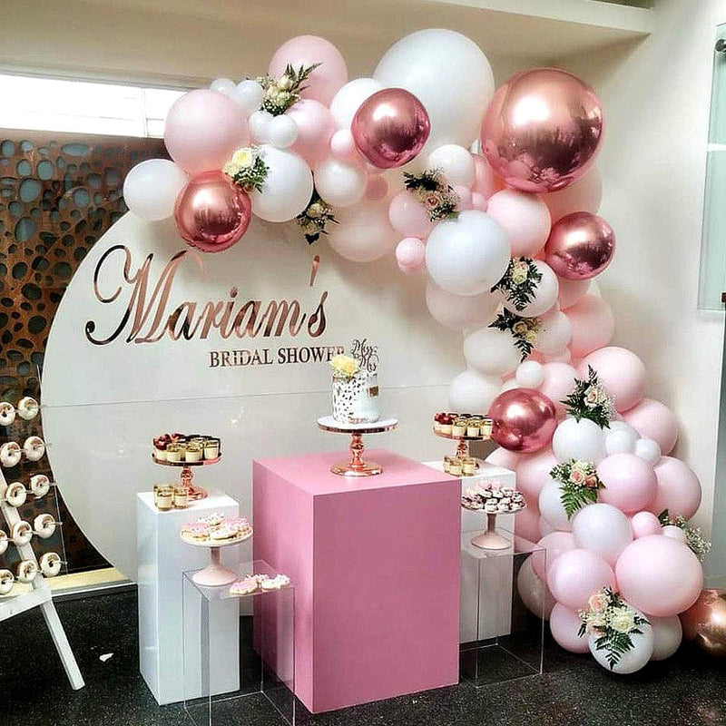 109pcs Pink Chrome Rose Gold Balloon Arch Garland 4D Ballon  Wedding Birthyday Baby Shower Party Background Decor Globos Kids To