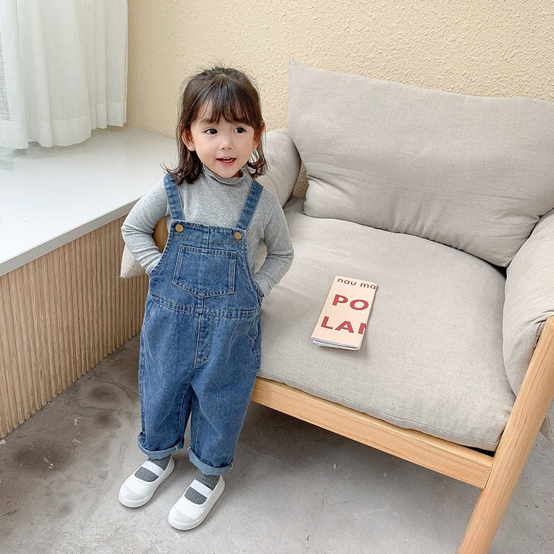 Kinder Overall Jungen Mädchen Denim Hosen 2020 Neue Frühling Herbst Allgleiches Jeans Kleinkind Kinder Lose Overalls