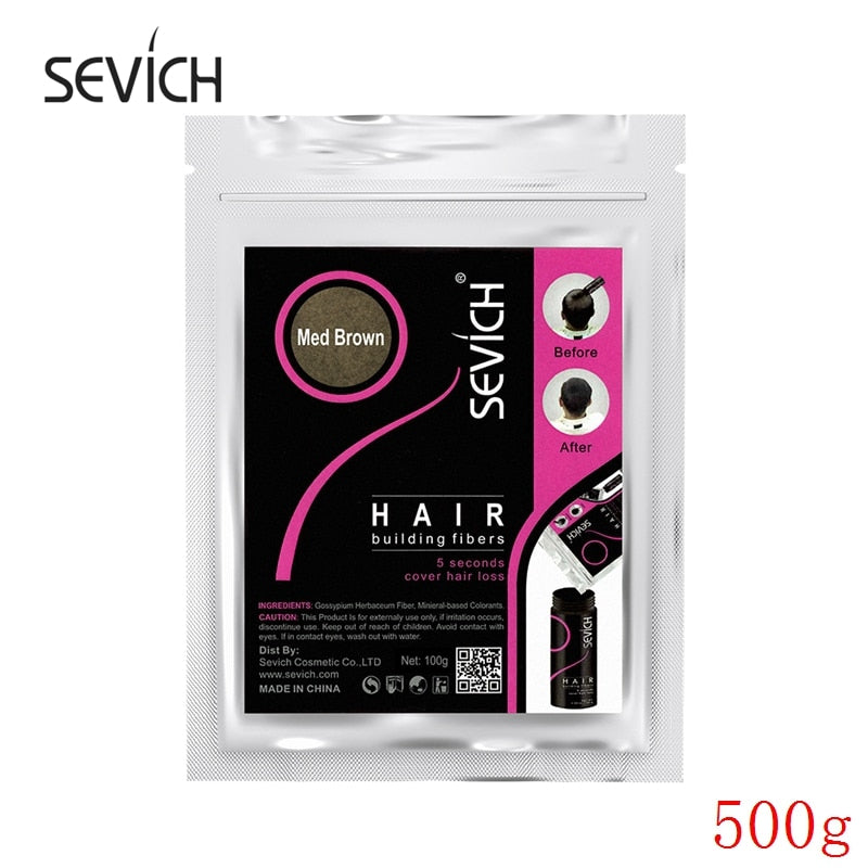 500g SEVICH Keratin Hair Fiber Human Hair Loss Treatment Care Color Thickening Styling Powder OEM Private Label Refill Bag