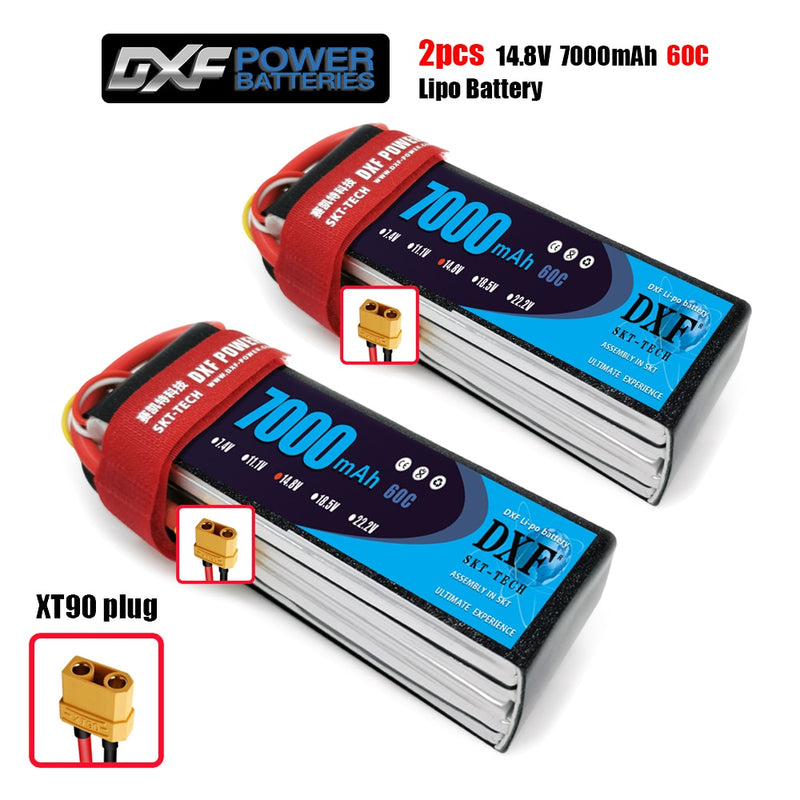 2PCS DXF  Battery 3S 4S 6S lipo 11.1V 14.8V 22.2V 7000mah 6750mah 5200mah 60C 100C hardcase for RC TRXX Car Boat Helicopter