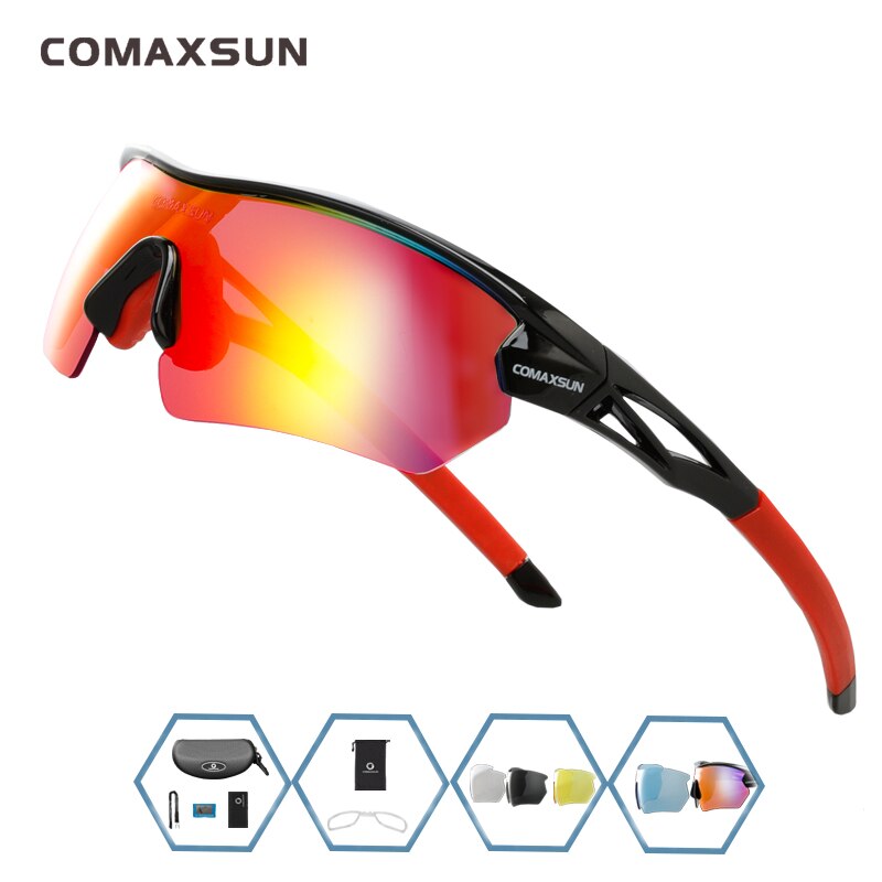 Comaxsun Professional Polarized Cycling Glasses MTB Road Bike Goggles Outdoor Sports Bicycle Sunglasses UV 400 With 5 Lens TR90