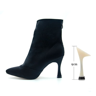 Women Dance Boots High Heel Ladies Closed Toe Elastic Cloth Modern Dance Shoes Gilrs Soft Sole Latin Dancing Shoes For Party