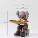 Estatua de oso violento, estatua de oso ordenado con bandeja de Metal, llaves de almacenamiento, dulces, adornos para el hogar Friut, decoración de mesa, decoración de habitación