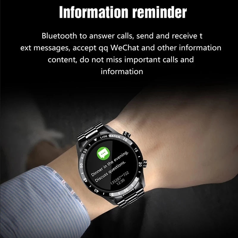 LIGE 2021 Neue Smart Watch Männer Voller Touchscreen Sport Fitness Uhr Wasserdicht Bluetooth Anruf Für Android iOS Smartwatch Herren