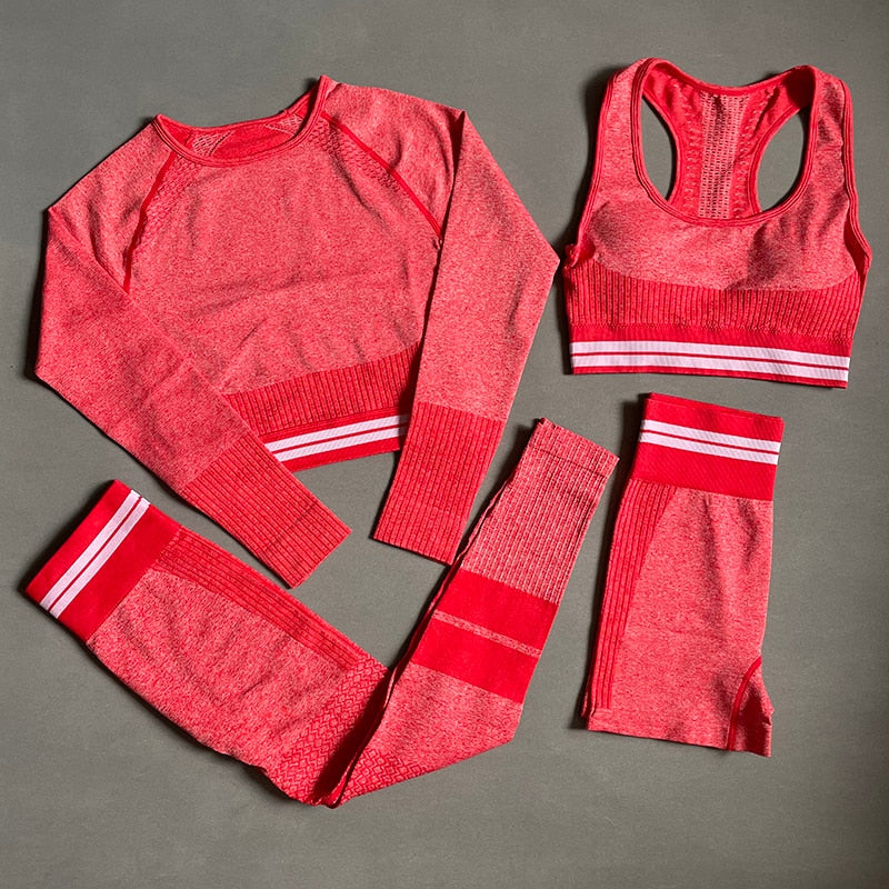 Conjunto de Yoga sin costuras Vital para mujer, 2/4 Uds., Sujetador deportivo, camisetas cortas, pantalones cortos, mallas de cintura alta, ropa de gimnasio, ropa deportiva para mujer