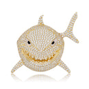 TOPGRILLZ Small Size Shark Pendant Iced Out Cubic Zirconia Pendant Necklace Hip Hop For Men Women Fashion Gift Jewelry