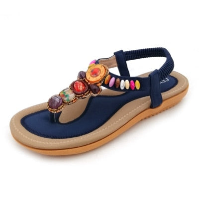 CEYANEAO 2020 Bohemian Women Sandals Gemstone Beaded Slippers Summer Beach Sandals Women Flip Flops Ladies Flat Sandals Shoes