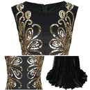 Women Vintage 1920s Great Gatsby Dress 20s Flapper Party Formal Dress Sexy O-Neck Sleeveless Beaded Sequin Mesh Mermaid Dress