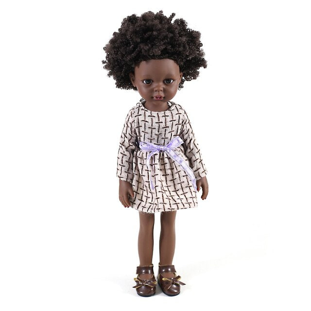 35cm Black Freckle BJD Dolls Full Silicone African Doll Pretty Girl BJD Dolls Toy With Suit Girls DIY Dress Up Make Up Toys Gift