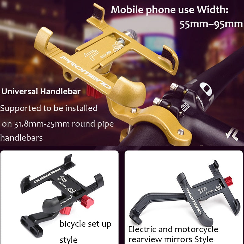 Soporte de aluminio para teléfono de bicicleta, soporte retrovisor para motocicleta, manillar giratorio de 360 ​​grados para teléfono, soporte para teléfono GPS