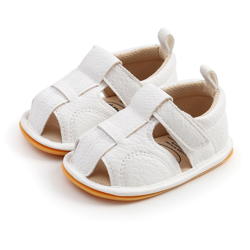 Summer Newborn Shoes Baby Boys Sandals Soft Leather Bebe Boys Prewalker Soft Sole Genuine Leather Beach Sandals 4 Colors