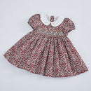 Kids Little Girls Handmade Smocked Floral Flower Print Dresses 2023 Spring Summer Toddler Girl Princess Vintage Smock Dress