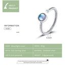 bamoer 925 Sterling Silber Mondschein-Liebhaber-Fingerringe für Damen Vintage Retro Synthetischer Mondstein Ringe Feiner Schmuck SCR698