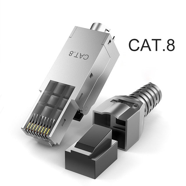 ZoeRax CAT8/CAT7/CAT6A Rj45-Anschlussstecker, werkzeuglos geschirmte RJ45-Enden, Cat8-Feldabschlussstecker – 40 Gbit/s