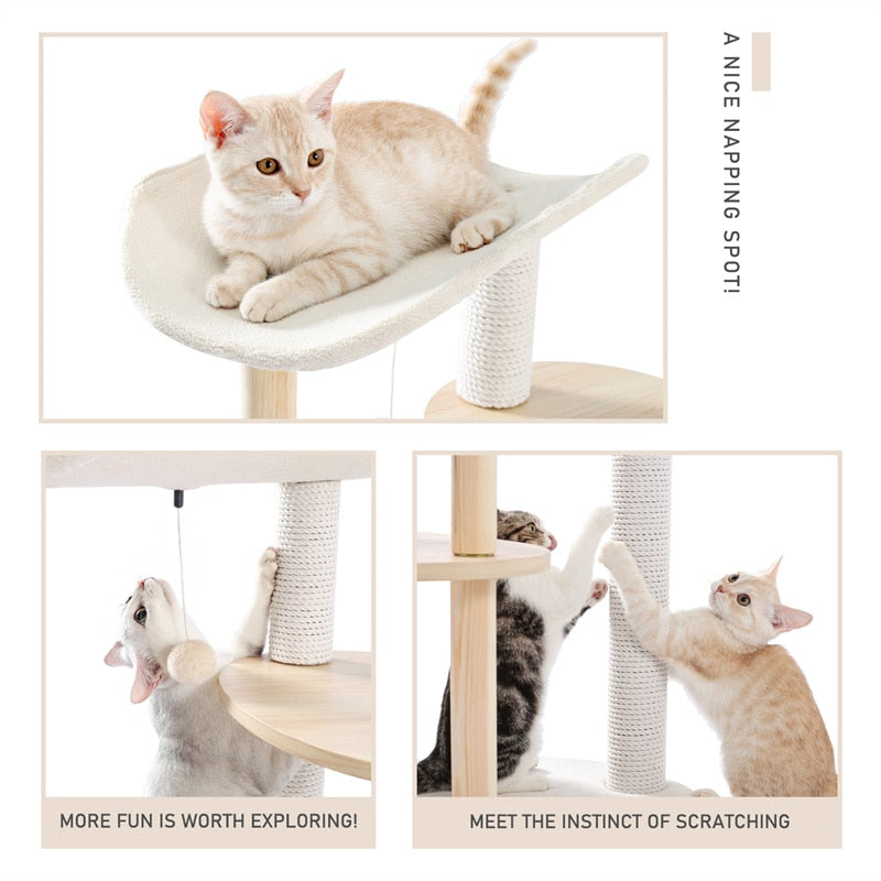 Luxury Cat Tree  Large Climbing Frame Multi-Layer Scratching Post Resistant Sisal Cat Tree with Hanging Ball Kittern Playground