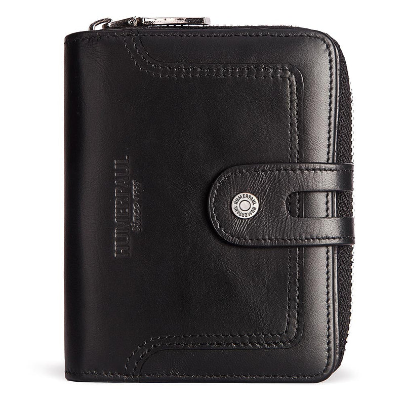 Cartera de cuero genuino para hombre, bolso de mano corto Rfid para hombre, bolso de almacenamiento multifunción, monedero, tarjetero de lujo, alta calidad, 2022