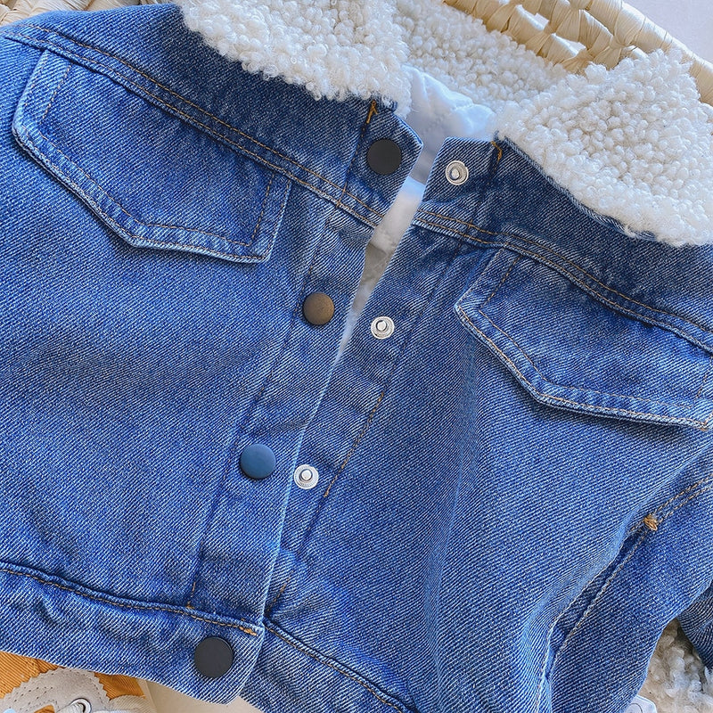 2022 neue Frühling Winter Kinder Jeansjacke Baby Jungen Mädchen Warme Mantel Mode Kinder Oberbekleidung Kleinkind Baby Kleidung