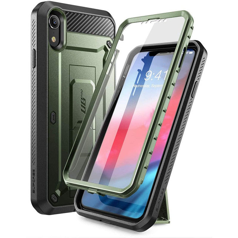 SUPCASE For iPhone XR Case 6.1 inch UB Pro Full-Body Rugged Holster Phone Case Cover with Built-in Screen Protector &amp; Kickstand