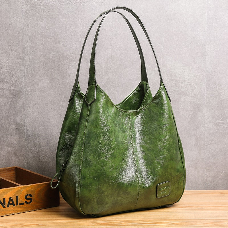 Bolso de mano informal para mujer, bolso de mano de gran capacidad, bolso de señora de alta calidad, bolso de Hobo Vintage, bolso de hombro de retazos suave, marrón