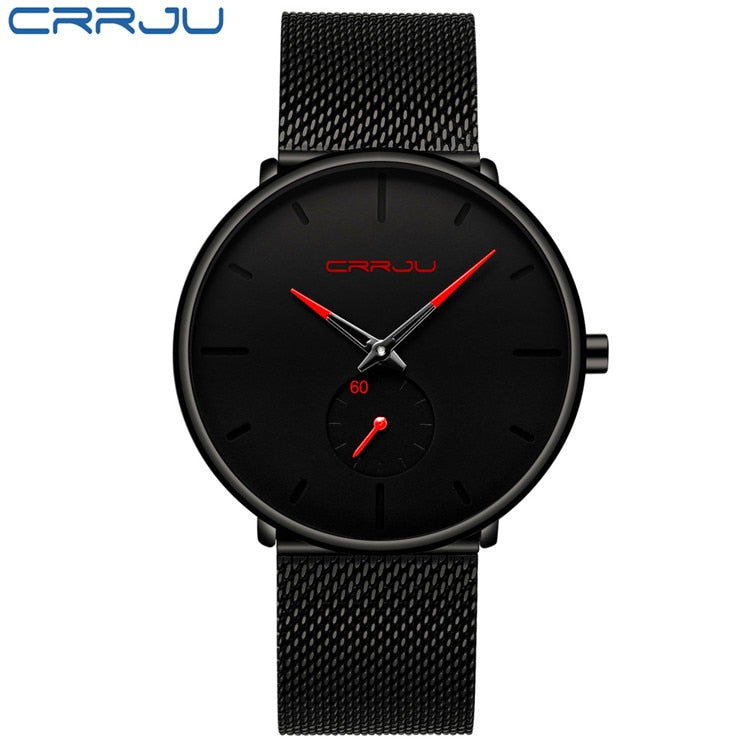 CRRJU Mens Watches Ultra-Thin Minimalist Waterproof - Fashion Wrist Watch for Men Unisex Dress with Stainless Steel Mesh Band