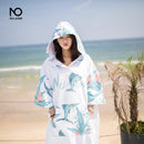 Albornoz de baño con estampado de microfibra nu-june, Toalla de baño con capucha para exteriores, Poncho de toalla de playa, albornoz de natación para hombre y mujer, capa