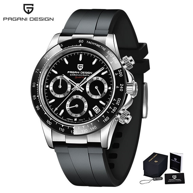 Reloj de pulsera de cuarzo con diseño PAGANI para hombre, reloj deportivo de cristal de zafiro de lujo, reloj cronógrafo con correa de goma para hombre, reloj japonés VK63 para hombre