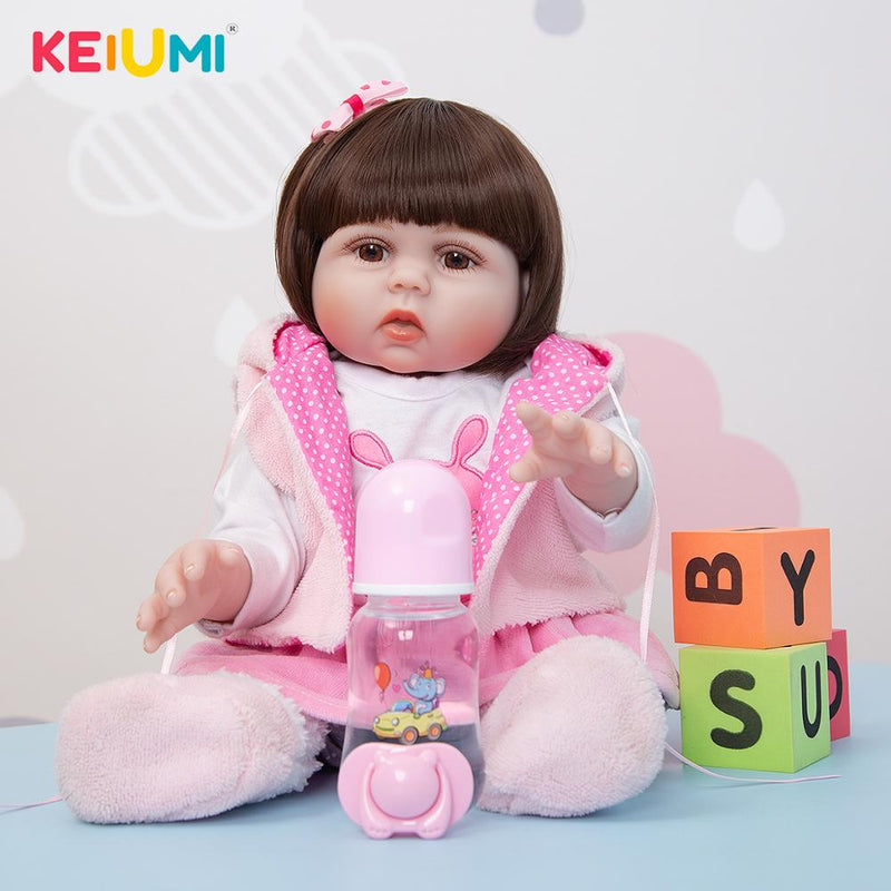 Nuevo estilo KEIUMI cuerpo completo Silicione Girl Reborn Baby Dolls 48 CM realista niño Boneca Bebe juguetes muñeca niños regalos de cumpleaños