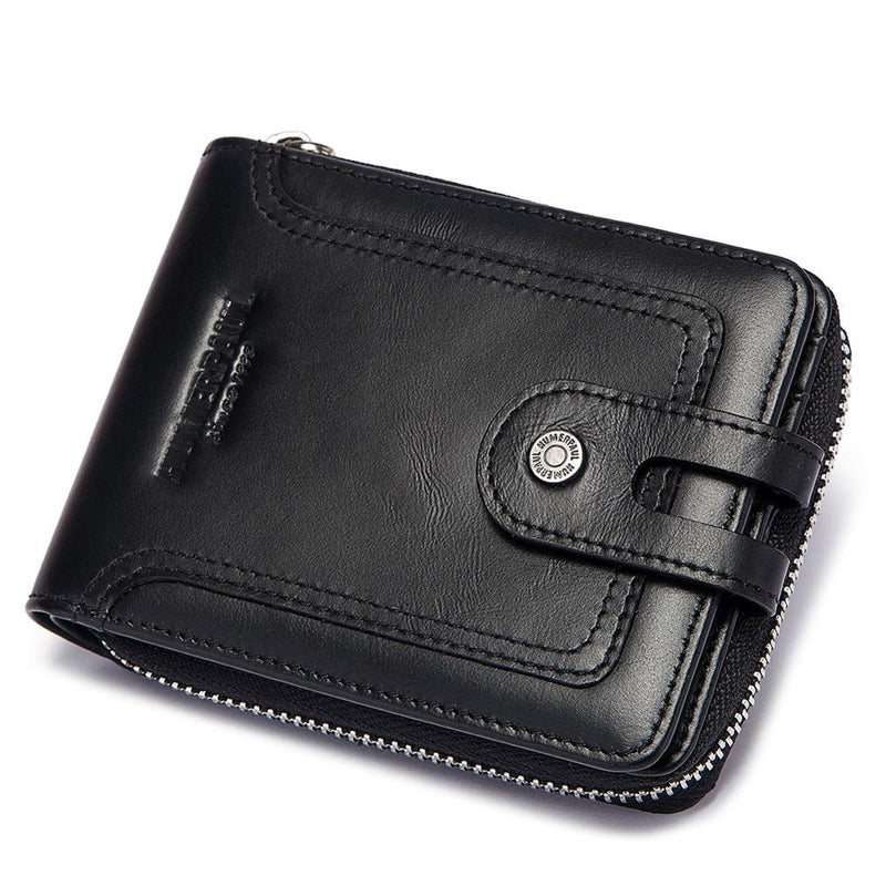 Cartera de cuero genuino para hombre, bolso de mano corto Rfid para hombre, bolso de almacenamiento multifunción, monedero, tarjetero de lujo, alta calidad, 2022