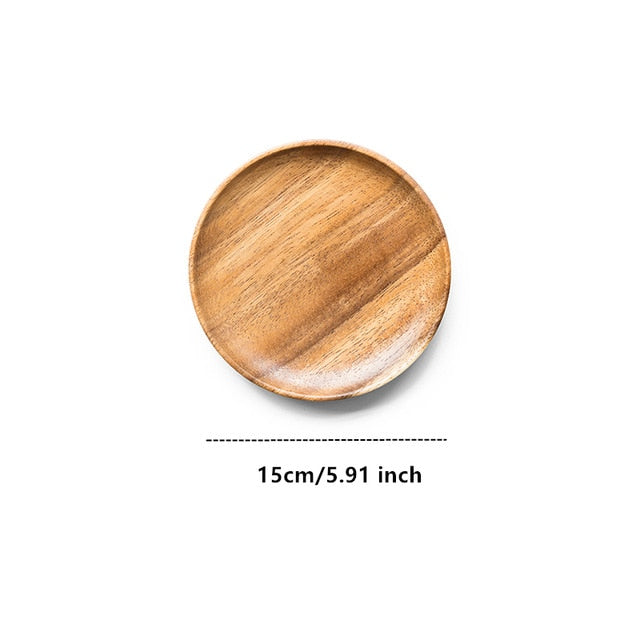 Natural Wooden Round Plates Handmade Dessert Fruit Bread Plate Dish Tray Snacks Dish Soup Dishes Tea Tray Tableware Does not fad