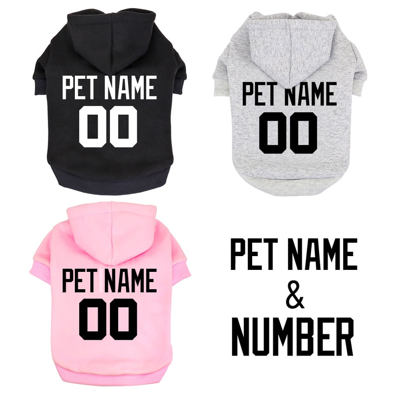 XS-6XL Personalized Dog Pet Clothes Winter French Bulldog Chihuahua Clothes Custom Name No. Hoodies for Small Medium Large Dogs