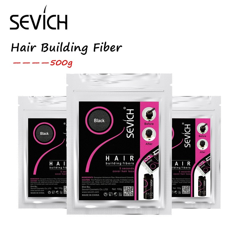 500g SEVICH fibra capilar de queratina tratamiento de pérdida de cabello humano cuidado Color espesamiento polvo de estilo OEM bolsa de recarga de etiqueta privada