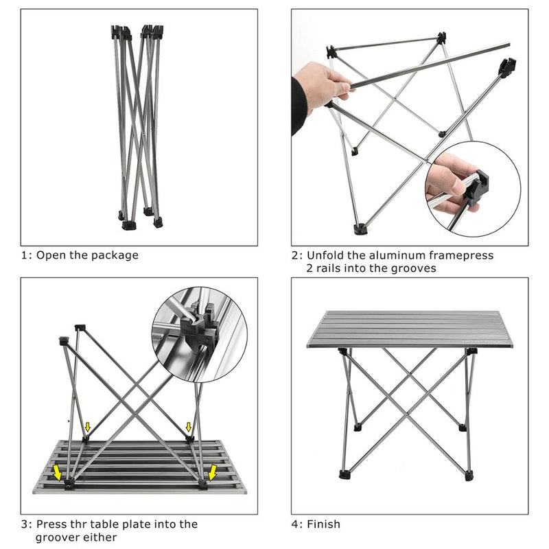 Tragbarer Tisch Klappbarer Campingtisch Schreibtisch Faltbarer Wandern Reisen Outdoor Garten Picknicktisch Al-Legierung Ultraleicht