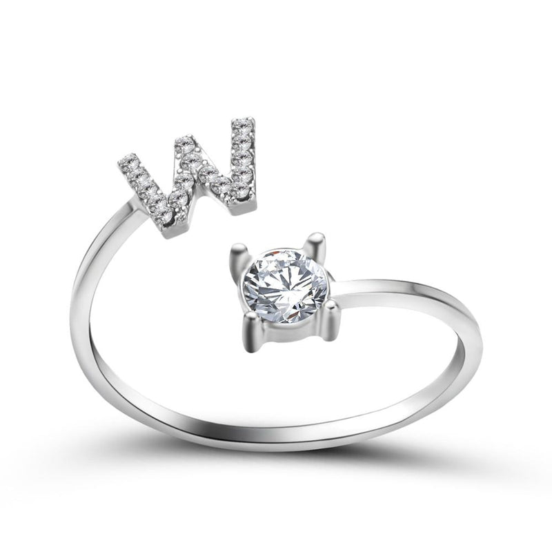 HI MAN nuevo diseño de moda Pavé CZ ajustable 26 anillo con letra inicial para mujer joyería elegante Simple regalo de amistad al por mayor