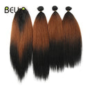 Yaki Straight Hair Bundles Ombre Bundles Synthetic Hair 4Pcs/Pack 18-22inch 245g Bundles With Closure BELLA Weave Hair Extension