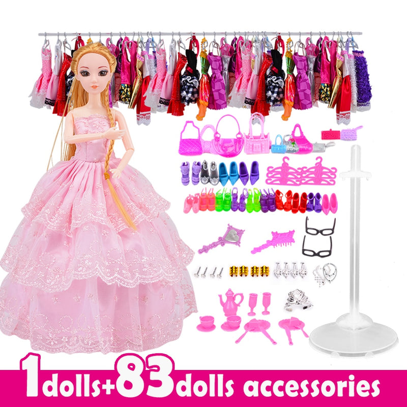 Muñeca con 83 accesorios DIY Dressup Toys para niñas Fashionista Ultimate Fashion Princess Dolls Set