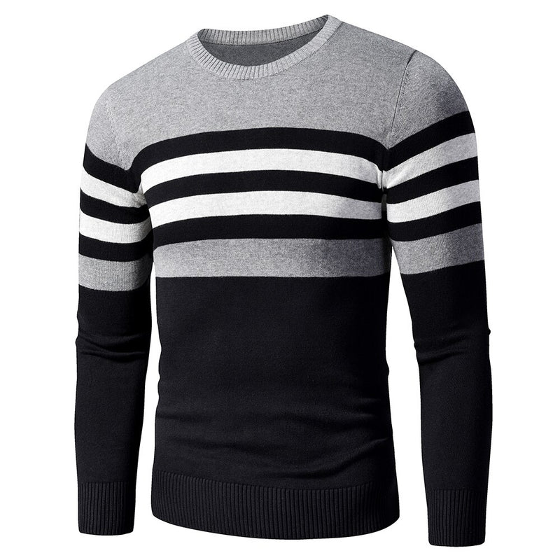 4XL hombres 2020 otoño nuevo Casual rayas grueso polar algodón suéter pulóveres hombres traje moda Vintage cuello redondo abrigo suéter hombres