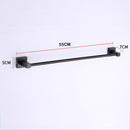 55CM Matte Black Double Towel Bars Bathroom Towel Hanger Space Aluminum Bathroom Accessories Towel Rack Towel Ring  Toilet Brush