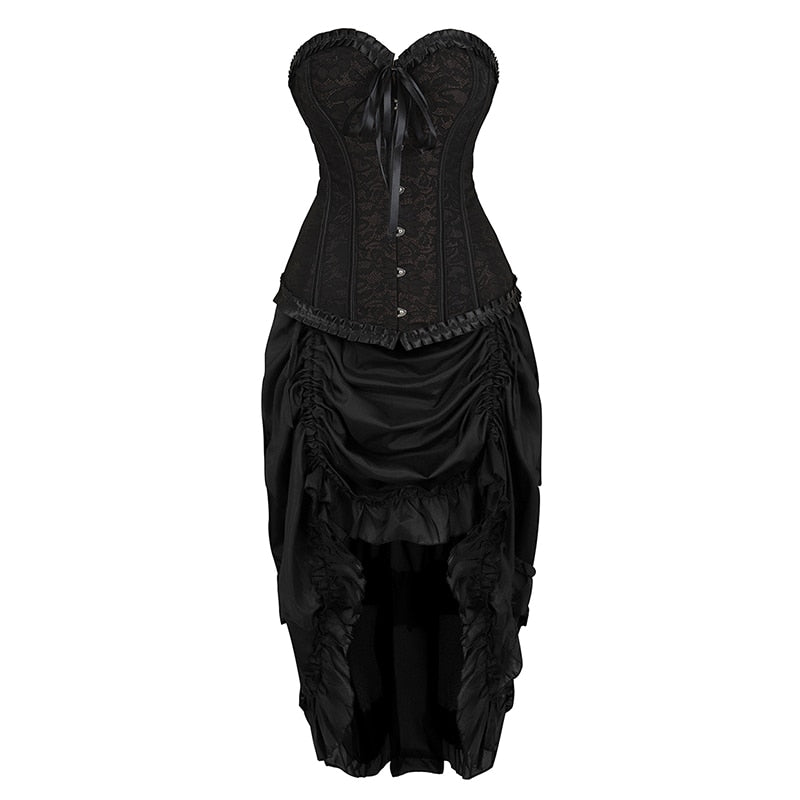 Steampunk corsé vestido Vintage falda diosa disfraz alto bajo volante fiesta pirata faldas Lolita Medieval victoriano conjunto de 3 piezas