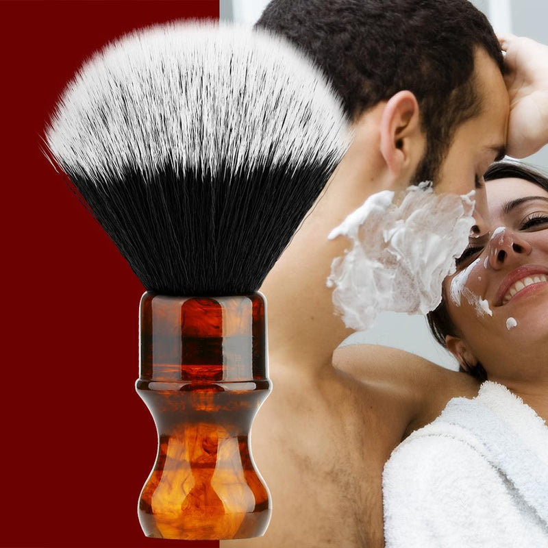 Brocha de afeitar ámbar punta plateada pelo de tejón sintético con mango de resina Anbbas para hombres afeitado profesional en húmedo (nudo 24mm) ámbar