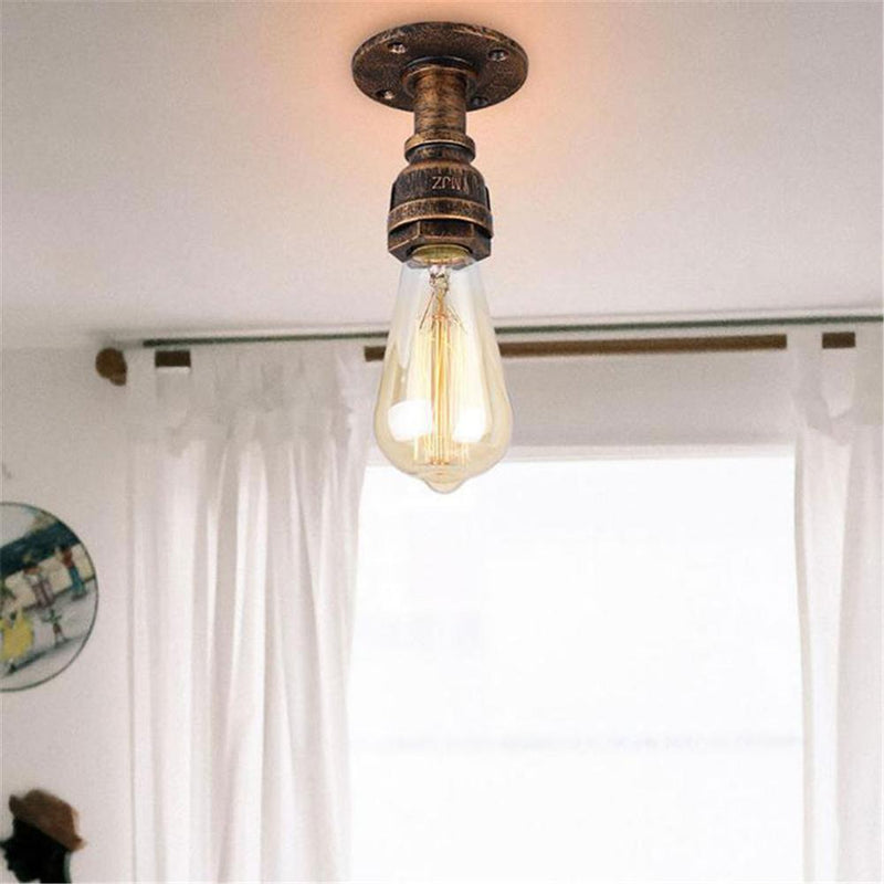 Rustic pipe ceiling lights Vintage E27 Loft surface mounted ceiling light fixtures Industrial iron pipe lamps promotion