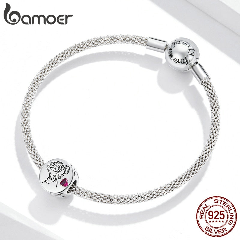 bamoer Family Letter Floral Bead Grandma Nana Heart 925 Sterling silver CZ Charms  fit Original Bracelet Bangle Jewelry  SCC1762