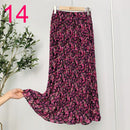 Summer Skirts Womens 2022 New Vintage Floral Print Chiffon Pleated Skirt Elastic High Waist Casual Midi Skirt Women Clothes Jupe