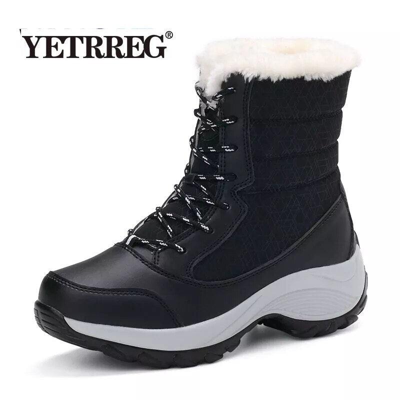VANCAT Women Snow Boots Winter Warm Boots Thick Bottom Platform Waterproof Ankle Boots For Women Thick Fur Cotton Shoes Size 41