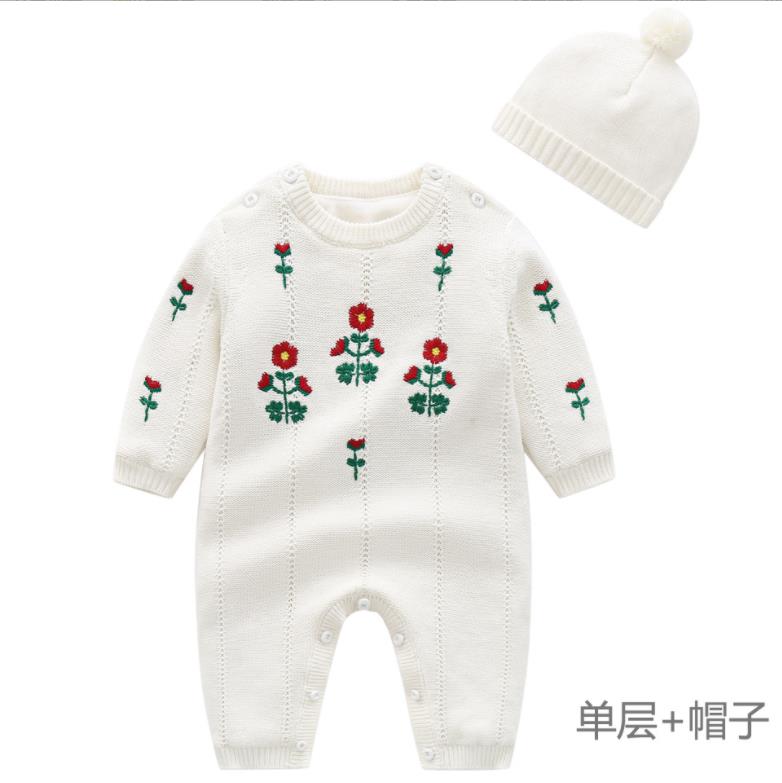 Ysubest Kids New 2022 Spring Autumn Girl Embroidery Rompers + Hat Baby Girl Newborn Rompers Clothes Baby Girl Rompers