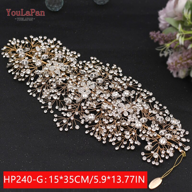 YouLaPan HP312 Bridal Hair Pieces Bridemaids Head Pieces Crystal Headbands for Women Jeweled Hair Accessories Rhinestone Tiara