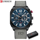 Marca CURREN, relojes de pulsera de cuarzo marrón de lujo para hombre, reloj de cuero con esfera cronógrafo luminosa para hombre, reloj deportivo informal