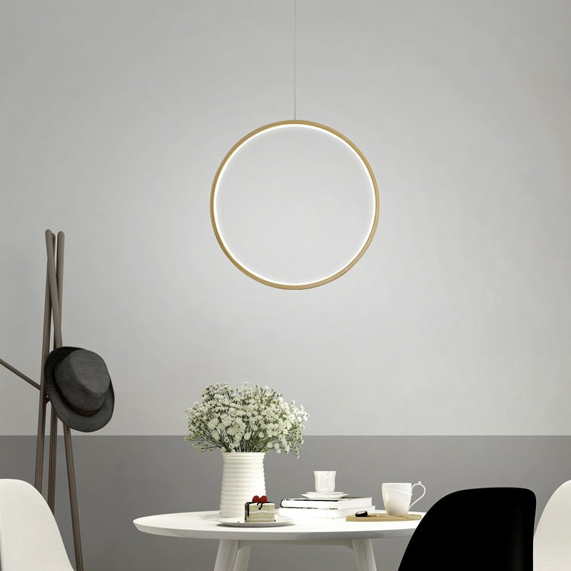 Minimalist  Modern LED Chandelier Lights round ring Circle Pendant Lamp Home For Living Room Lighting Indoor Fixture