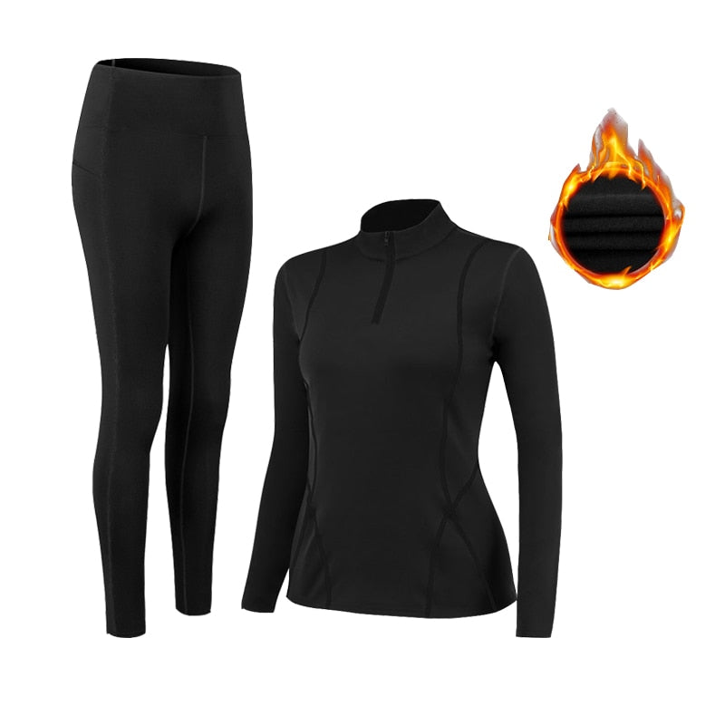 Winter Women&#39;s Thermal Underwear Sets High-collar Winter Fast Dry Long Johns Thermo Underwear Women Shirt Female Warm Clothes