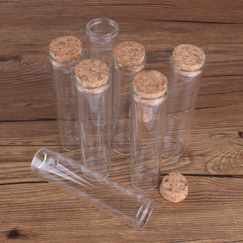 15ml/25ml/30ml/35ml/40ml/45ml/50ml/55ml/60ml/80ml/100ml Small Glass Test Tube with Cork Stopper Bottles Jars Vials 24 pieces